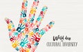 Cultural Diversity Day diverse hand concept card Royalty Free Stock Photo