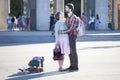 Cultural diversity in Moscowy - couples walking the waterfront p