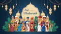 Cultural diversity and unity showcased in festive Eid Mubarak poster