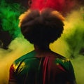 Vivid Smokescreen Surrounding Black-Shirted African American Man