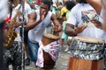 Cultural group play percussion during the civic parade of the independence of Bahia, in Pelourinho in Salvador