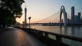 Guangzhou - Scenery along the the Pearl River before and after sunset Royalty Free Stock Photo