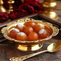 Cultural indulgence Gulab Jamun served in a classic metal bowl