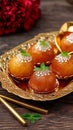 Cultural indulgence Gulab Jamun served in a classic metal bowl