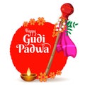 cultural marathi hindu new year festival gudi padwa celebration greeting background vector