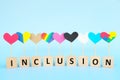 Cultural, racial, gender, age and general equality, inclusion, love and diversity concept. Multicolored heart shape icons in blue Royalty Free Stock Photo