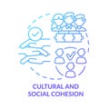 Cultural and social cohesion blue gradient concept icon