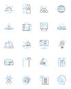 Cultural tours linear icons set. Heritage, Tradition, History, Adventure, Ethnicity, Diversity, Customs line vector and