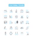 Cultural tours vector line icons set. Cultural, Tours, Excursion, Touring, Heritage, Exploration, Sightseeing