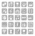 Culture and art, icons, monochrome, vector, shading with a pencil. Royalty Free Stock Photo