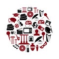 Culture and art theme black and red simple icons set eps10