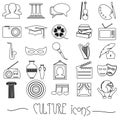 Culture and art theme black simple outline icons set eps10 Royalty Free Stock Photo