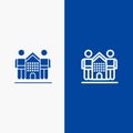 Culture, Friendly, Friends, Home, Life Line and Glyph Solid icon Blue banner Line and Glyph Solid icon Blue banner