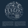 Hand drawn symbols of Hungary.