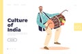 Culture of India concept of landing page with indian artist musician man playing on dhal drums