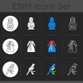 Culture of Korea dark theme icons set