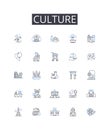 Culture line icons collection. Artistry, Customs, Tradition, Heritage, Society, Belief, Lifestyle vector and linear