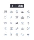 Culture line icons collection. Artistry, Customs, Tradition, Heritage, Society, Belief, Lifestyle vector and linear