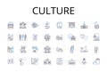 Culture line icons collection. Artistry, Customs, Tradition, Heritage, Society, Belief, Lifestyle vector and linear