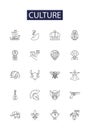 Culture line vector icons and signs. people, concept, diversity, together, abstract, illustration, social,diverse