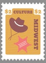 Culture of Midwest, sheriff hat postmark with price