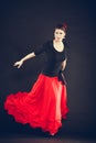 Beautiful woman dancing oriental dance. Royalty Free Stock Photo