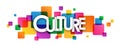 CULTURE banner on overlapping colorful squares Royalty Free Stock Photo