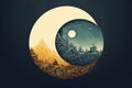 Abstract and surreal Yin Yang symbol or sign illustration