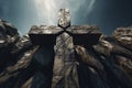 Abstract christian wooden cross in outdoors illustration. Generative AI