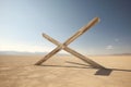 Abstract christian wooden cross in outdoors illustration. Generative AI