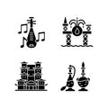 Culture of Singapore black glyph icons set on white space Royalty Free Stock Photo