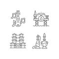 Culture of Singapore linear icons set