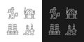 Culture of Singapore linear icons set for dark and light mode