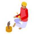 Culture snake charmer icon isometric vector. Sage india Royalty Free Stock Photo