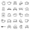 Culture tea ceremony icons set, outline style