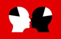 Culture War, Ethnic Equality and racism concept. Human heads face to face. Social Issue Conceptual illustration