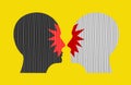 Culture War, Ethnic Equality and racism concept. Human heads face to face. Social Issue Conceptual illustration