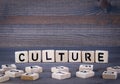 Culture word written on wood block