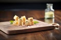 cultured butter cubes on wooden board