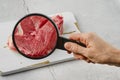 Cultured meat concept. Meat from beaker Royalty Free Stock Photo