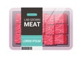 cultured raw red meat pack plastic tray container steak made from animal cells artificial lab grown meat production