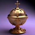 Cultures clash in elegant antique gold design generated by AI