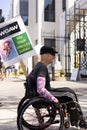 Striking actors and writers protest outside Sony Studios in Culver City, CA.