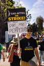 Striking actors and writers protest outside Sony Studios in Culver City, CA.