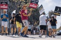 Striking actors and writers protest outside Sony Studios in Culver City, CA. Royalty Free Stock Photo