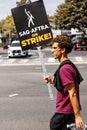 Striking actors and writers protest outside Sony Studios in Culver City, CA.