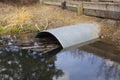Culvert Pipe Under Road From Stream Oxbow in Park