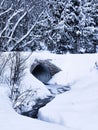 Culvert and stream in winter Royalty Free Stock Photo