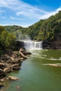 Cumberland Falls with a blue sky with clouds in Corbin, Kentucky, USA Royalty Free Stock Photo