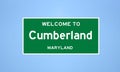 Cumberland, Maryland city limit sign. Town sign from the USA.